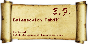 Balassovich Fabó névjegykártya